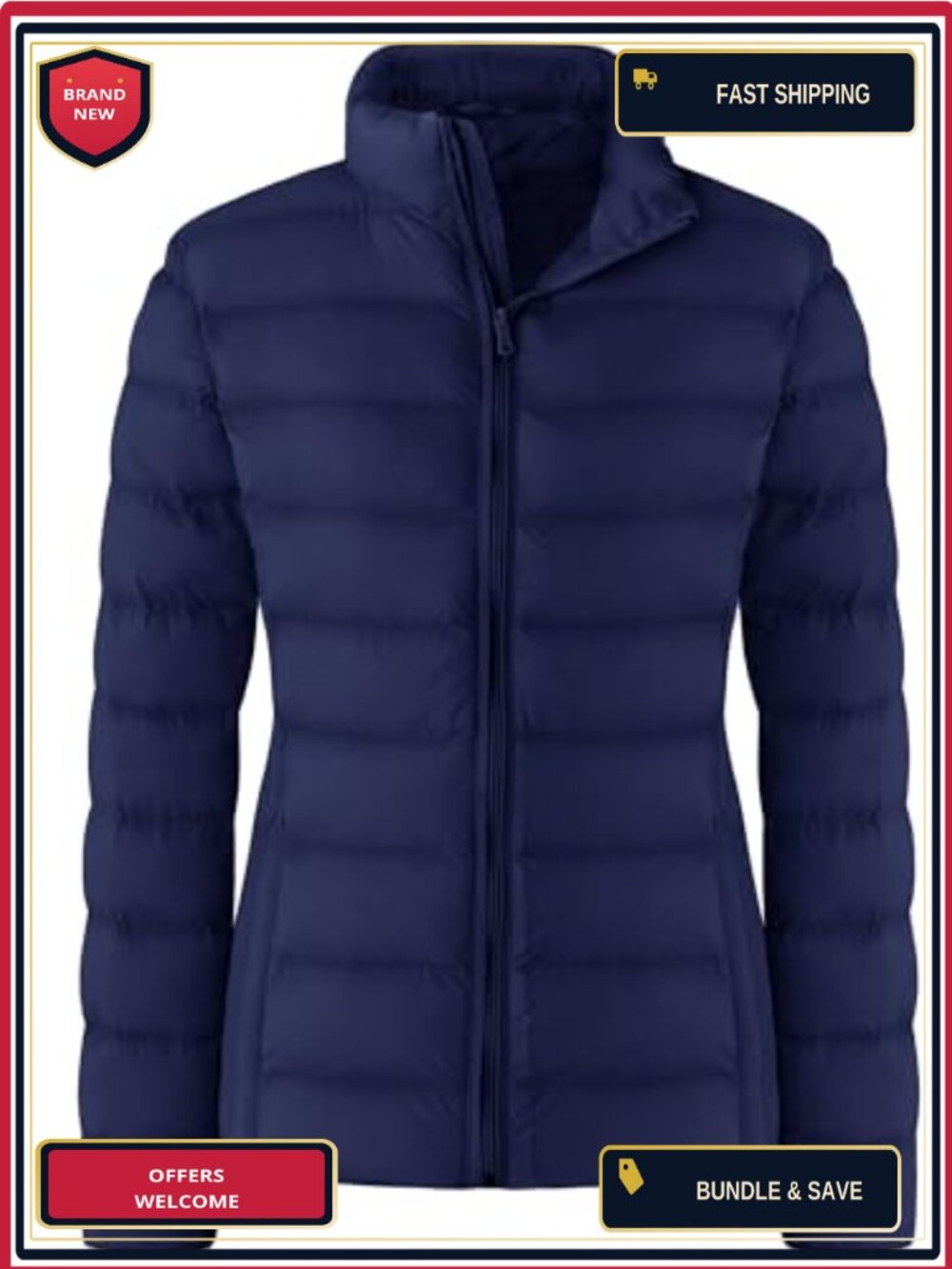 Packable Lightweight Puffer Jacket Windproof Winter Coat Nylon